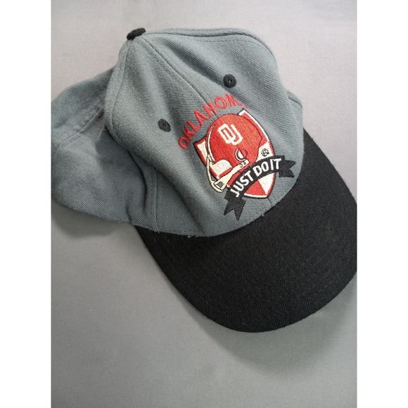 Nike Other - Vintage Nike Oklahoma Sooners Snapback Hat Gray Black Wool Just Do It Cap